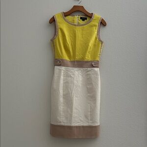 Elegant Yellow and Cream Sleeveless Dress